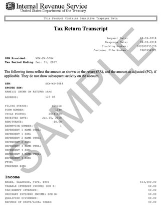 Tax Return Transcript 0 