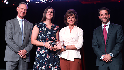 Leah Palmer receiving award 