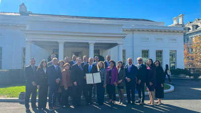 MCCCD Chancellor Dr. Steven R. Gonzales joined higher education leaders and community advocates at the White House for the ceremonial signing of Executive Order 14124