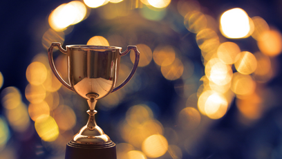 An image of a trophy with a blurred background.