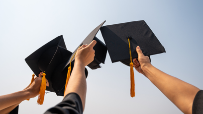 Students with graduation caps