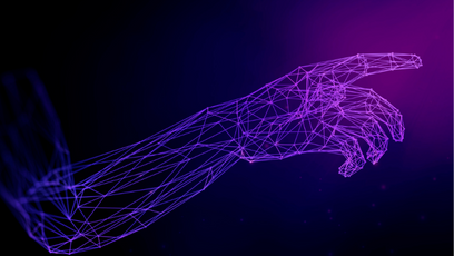 A graphic of a computer modeled hand and arm