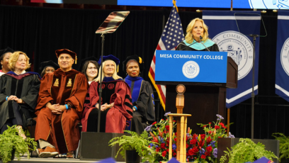 The First Lady of the United States, Dr. Jill Biden delivers the keynote speech at Mesa Community College's Commencement Ceremony