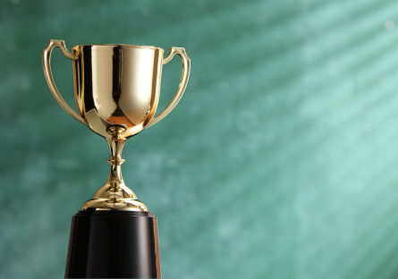 Green background with a gold trophy
