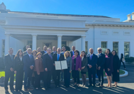 MCCCD Chancellor Dr. Steven R. Gonzales joined higher education leaders and community advocates at the White House for the ceremonial signing of Executive Order 14124