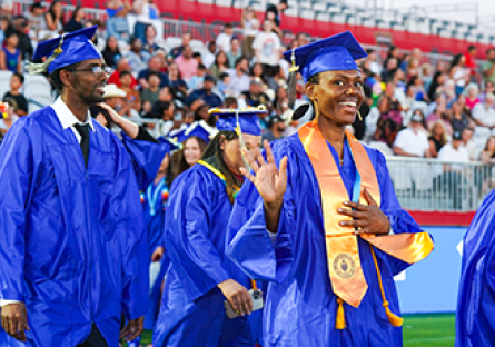 Image of students participating in graduation 
