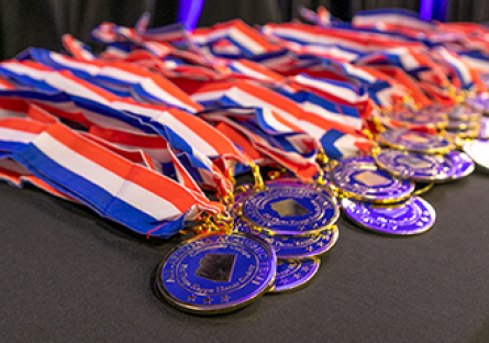 All-Arizona Academic Team medals displayed on a table.