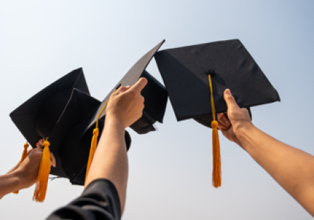 Students with graduation caps
