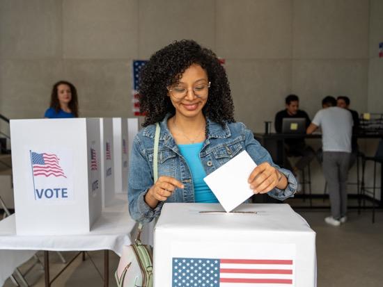 Woman voting
